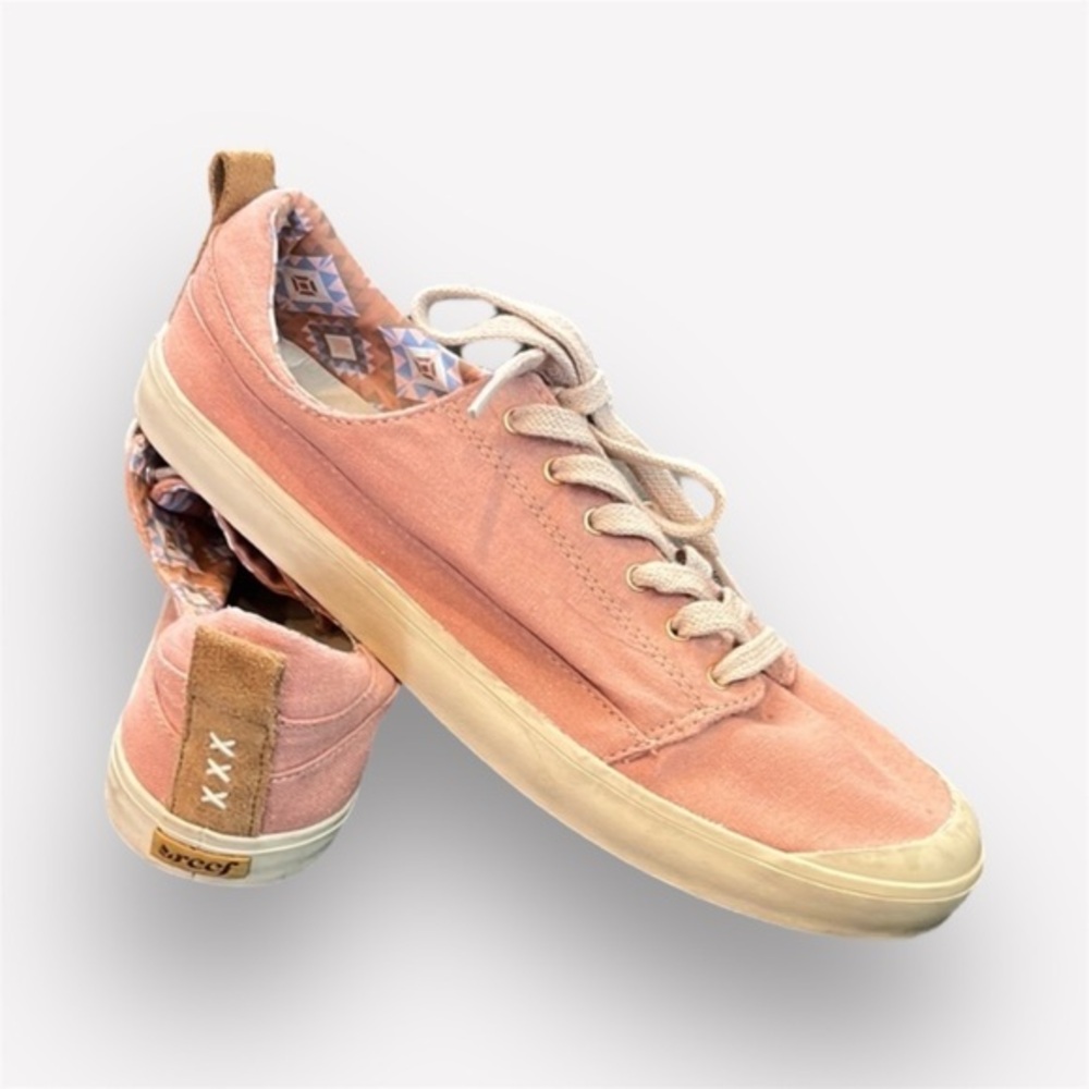 🚣🥑Reef Walled Low Canvas Boat Shoes Salmon Pink Size 9 | Arch Support